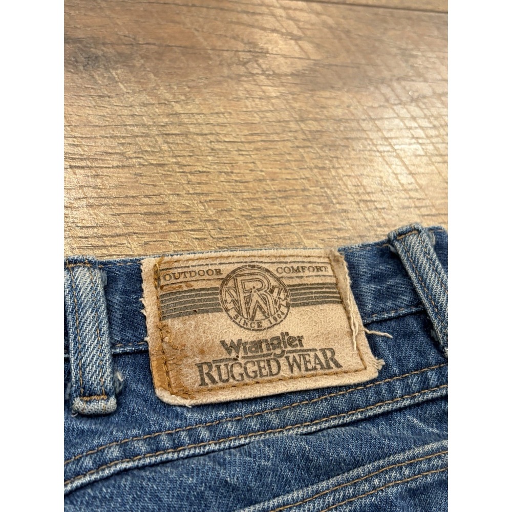 Vintage 90s Wrangler Rugged Wear Fleece Lined Jeans Made In USA Blue 38x30.5 - Picture 7 of 10